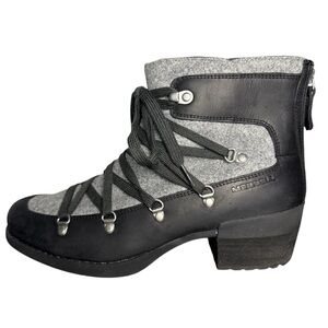 Merrell Women’s Shiloh II Warm Lace Up Boots Black Gray Leather Wool Size 10.5